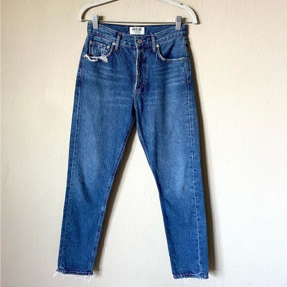 Agolde Jamie Blue Jeans Crop High Rise Straight Leg Size 24 - Picture 6 of 11